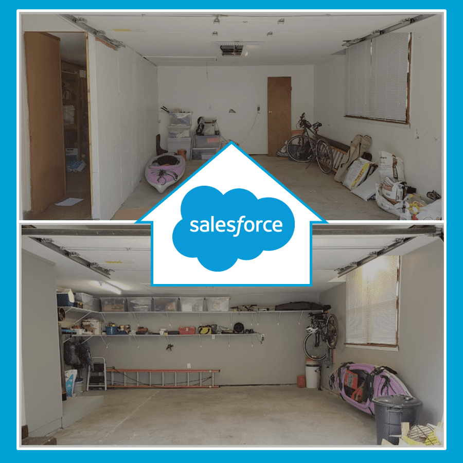 Before and After photos of garage remodel